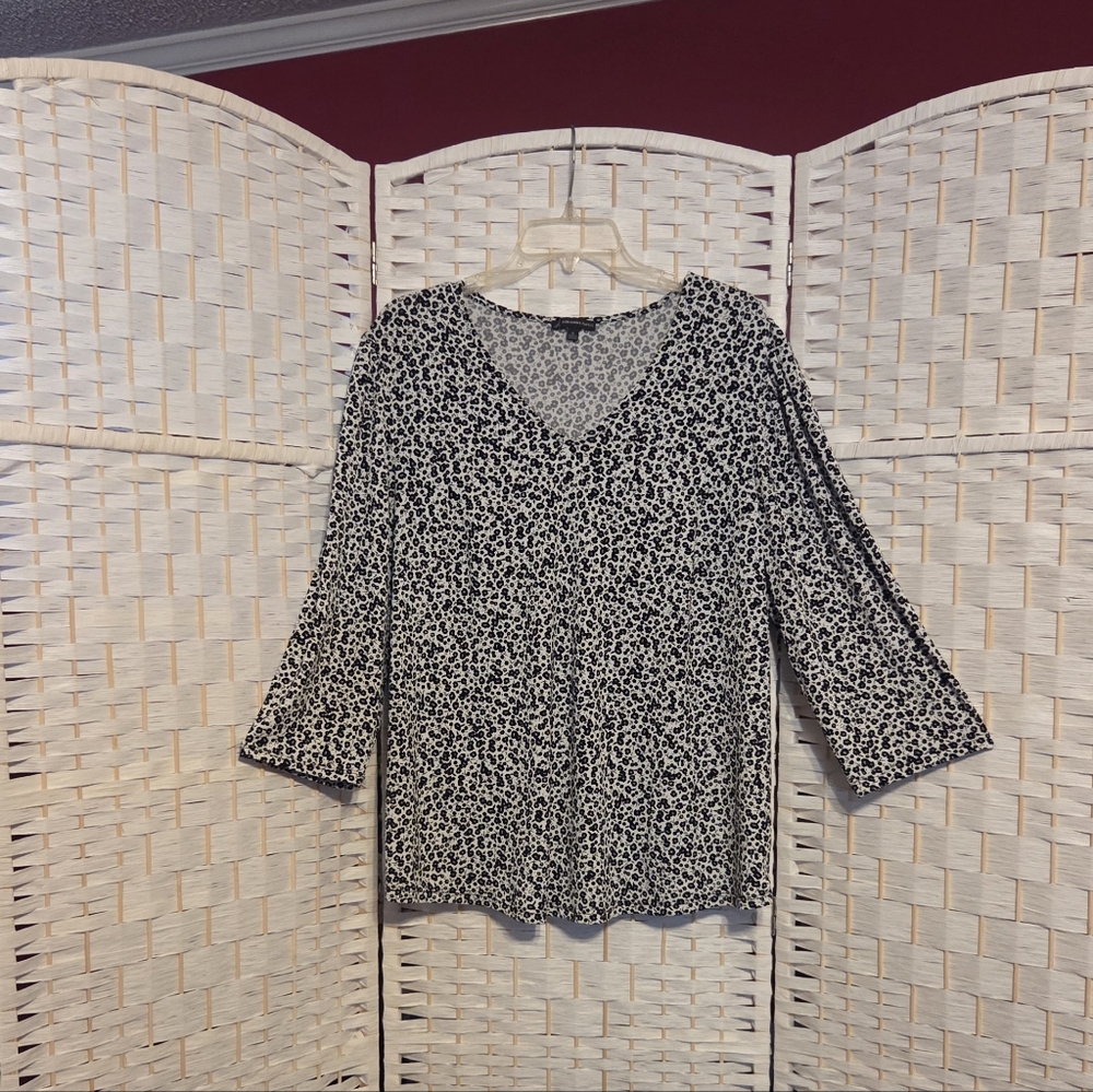 Adrianna Papell Black And White  Patterned Top, 1X